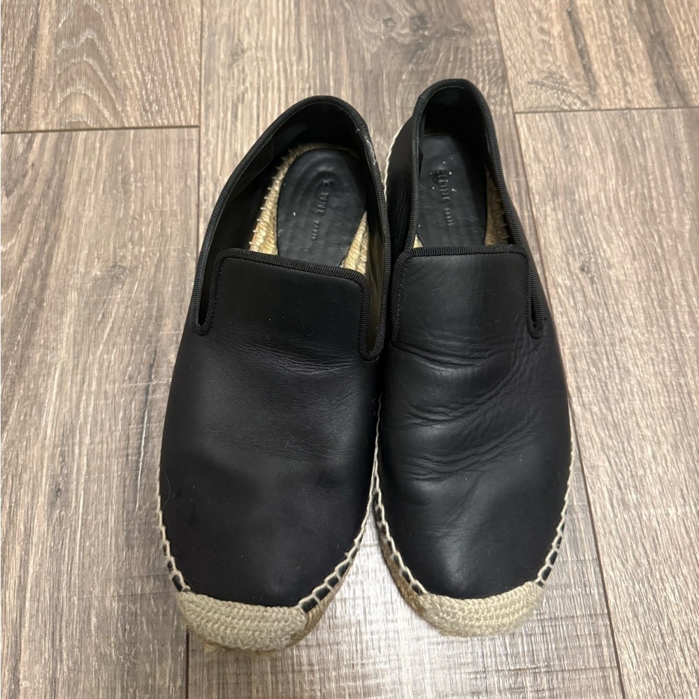 Celine Paris Black Leather Espadrilles shoes size 7